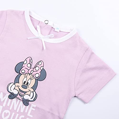 CERDÁ LIFE'S LITTLE MOMENTS Pack de 2 Body Niña de Verano | Ropa de Bebe de Algodón 100% de Minnie Mouse-Licencia Oficial Disney, Rosa, 12 Meses para Bebés