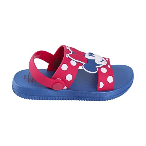 CERDÁ LIFE'S LITTLE MOMENTS, Sandalias Playa para Niña Fabricada en PVC y Estampadas con Personajes de Minnie | Chanclas de Goma con Sujección al Talón-Licencia Oficial Disney, Azul, 24 EU