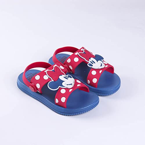 CERDÁ LIFE'S LITTLE MOMENTS, Sandalias Playa para Niña Fabricada en PVC y Estampadas con Personajes de Minnie | Chanclas de Goma con Sujección al Talón-Licencia Oficial Disney, Azul, 24 EU