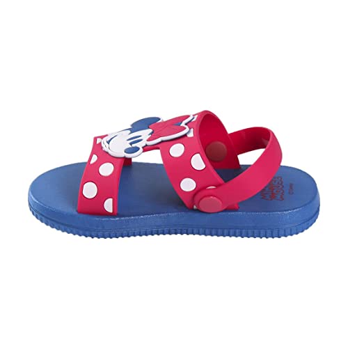 CERDÁ LIFE'S LITTLE MOMENTS, Sandalias Playa para Niña Fabricada en PVC y Estampadas con Personajes de Minnie | Chanclas de Goma con Sujección al Talón-Licencia Oficial Disney, Azul, 24 EU