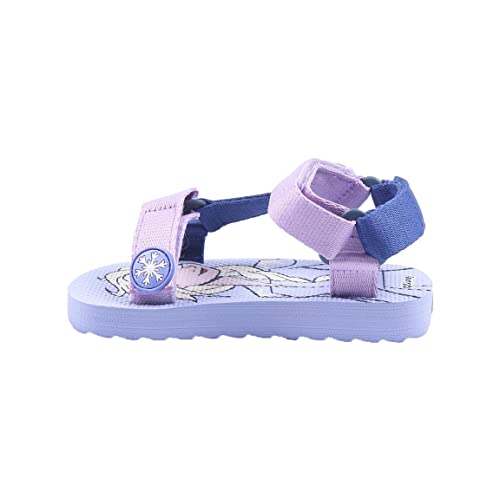 CERDÁ LIFE'S LITTLE MOMENTS Sandalias Playa Velcro para Niña Fabricada en Poliéster y Estampadas con Personajes de Frozen 2, con Sujección al Talón - Licencia Oficial Disney, Lila, 27 EU