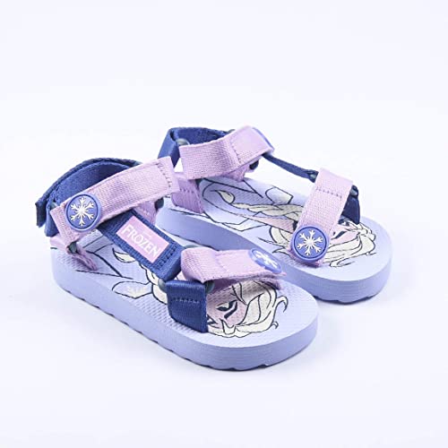 CERDÁ LIFE'S LITTLE MOMENTS Sandalias Playa Velcro para Niña Fabricada en Poliéster y Estampadas con Personajes de Frozen 2, con Sujección al Talón - Licencia Oficial Disney, Lila, 27 EU