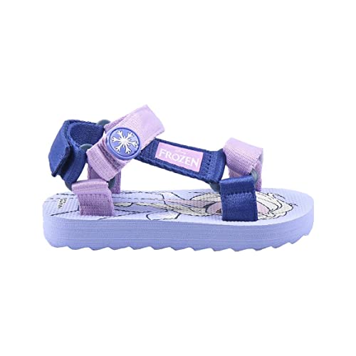 CERDÁ LIFE'S LITTLE MOMENTS Sandalias Playa Velcro para Niña Fabricada en Poliéster y Estampadas con Personajes de Frozen 2, con Sujección al Talón - Licencia Oficial Disney, Lila, 27 EU