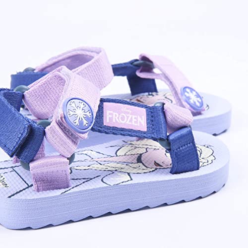 CERDÁ LIFE'S LITTLE MOMENTS Sandalias Playa Velcro para Niña Fabricada en Poliéster y Estampadas con Personajes de Frozen 2, con Sujección al Talón - Licencia Oficial Disney, Lila, 27 EU