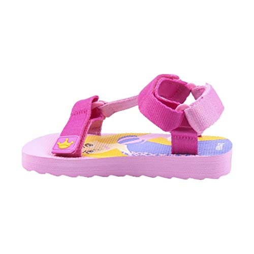 CERDÁ LIFE'S LITTLE MOMENTS - Sandalias Playa Velcro para Niña Fabricada en Poliéster y Estampadas con Personajes de Princess, Chanclas de Goma con Sujección al Talón, Rosa, 27 EU