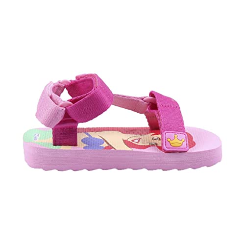 CERDÁ LIFE'S LITTLE MOMENTS - Sandalias Playa Velcro para Niña Fabricada en Poliéster y Estampadas con Personajes de Princess, Chanclas de Goma con Sujección al Talón, Rosa, 27 EU