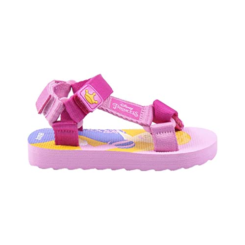 CERDÁ LIFE'S LITTLE MOMENTS - Sandalias Playa Velcro para Niña Fabricada en Poliéster y Estampadas con Personajes de Princess, Chanclas de Goma con Sujección al Talón, Rosa, 27 EU