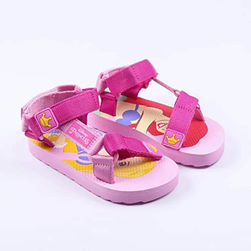 CERDÁ LIFE'S LITTLE MOMENTS - Sandalias Playa Velcro para Niña Fabricada en Poliéster y Estampadas con Personajes de Princess, Chanclas de Goma con Sujección al Talón, Rosa, 27 EU