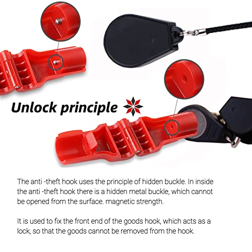 Cerradura de gancho antirrobo de 100 piezas, rojo anti barrido, gancho de exhibición de seguridad para tiendas minoristas, con desbloqueo magnético especial, para enlace de productos básicos(6MM)