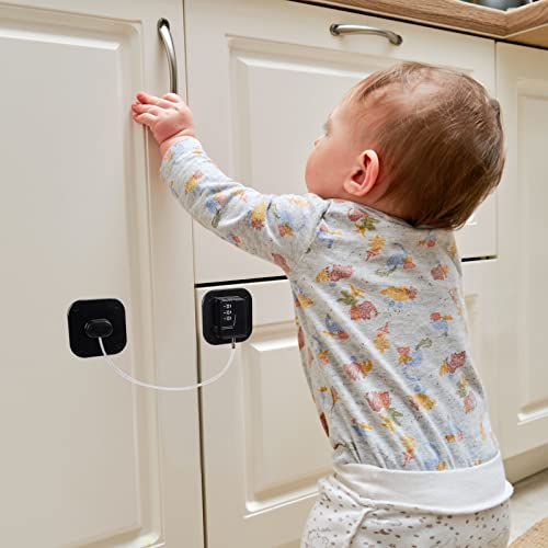 Cerradura de Nevera de Seguridad para Niños Candado para Puerta de Frigorífico de Bebés con Codigos para Armario Puertas Ventanas Frigorífico 2 Piezas