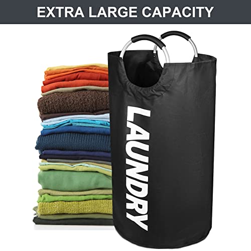 Cesto para la Colada 90L, Plegable, Bolsa de Lavado Bin, Cubo de lavandería de Tela Oxford, para ropa sucia, mantas, almohadas - Negro