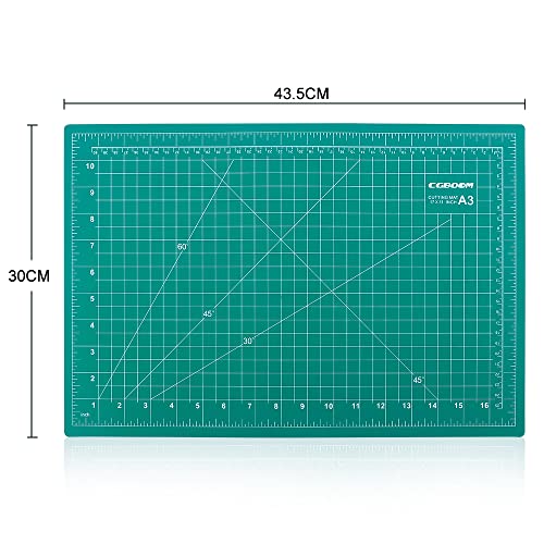 CGBOOM Juego de Alfombrillas de Corte, Base Autorreparable, Alfombrilla de Corte, con 50 Cuchillas y Regla de Acero para Manualidades, Base de Dibujo, Escalpelo de Manualidades (A3)