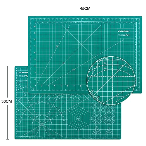 CGBOOM Juego de Alfombrillas de Corte, Base Autorreparable, Alfombrilla de Corte, con 50 Cuchillas y Regla de Acero para Manualidades, Base de Dibujo, Escalpelo de Manualidades (A3)