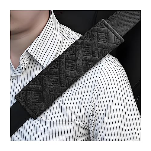 CGEAMDY 2 Pcs Almohadillas Cinturon Coche, Universal Versátil Funda Cinturon Coche, Fundas para Cinturón de Seguridad 26CM, para Adulto Niños Hombres y Mujeres, Protegen Hombro Cuello (Negro)