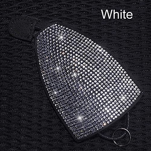 CGEAMDY Funda Protectora para Llaves De Coche, Llavero Universal De Cuero para Coche, Llavero De Cuero con Diamantes, Llavero Accesorio para Coche con Protección Total para Mujer(Blanco)