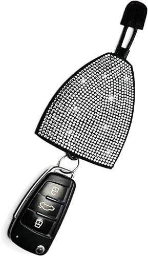 CGEAMDY Funda Protectora para Llaves De Coche, Llavero Universal De Cuero para Coche, Llavero De Cuero con Diamantes, Llavero Accesorio para Coche con Protección Total para Mujer(Blanco)