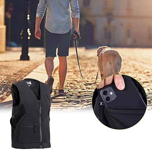 Chaleco De Adiestrador De Perros, Chaleco De Entrenamiento para Perros, Chaleco De Entrenamiento para Mascotas Negro con Múltiples Bolsillos, Chaleco De Pesca Duradero para Hombres, Mujeres