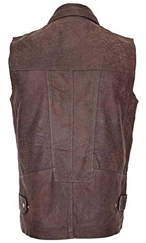 Chaleco de cuero auténtico para hombre chaleco multiusos Roger marrón, marrón, XXXL