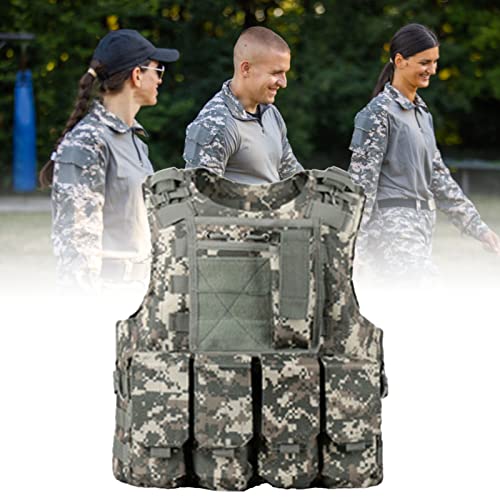 Chaleco Militar, Chaleco de Entrenamiento de Nailon Ligero, Chaleco Militar Ajustable con Peso, Equipo Multifunción para Pescar y Viajar (ACU)