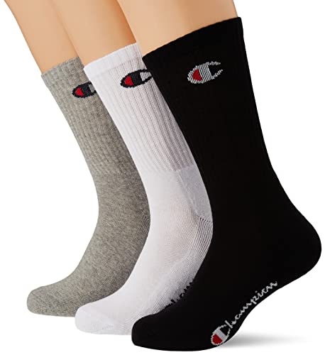 Champion Core 3PP Crew, Calcetines, para Unisex adulto, Multicolor (Gris Melange Claro/Blanco/Negro), 39-42