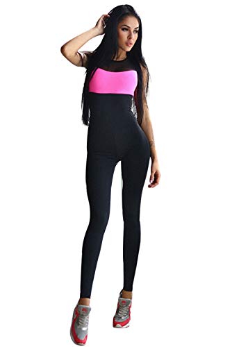 Chándal sin Espalda para Mujer una Pieza Mono Leggings Ajustados Vendaje sin Mangas Romper Mono Corto para Trotar Entrenamiento Fsico Yoga Entrenamiento Ropa Deportiva Pantalones Elásticos