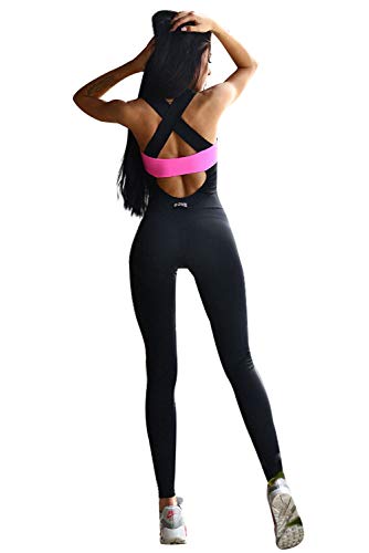 Chándal sin Espalda para Mujer una Pieza Mono Leggings Ajustados Vendaje sin Mangas Romper Mono Corto para Trotar Entrenamiento Fsico Yoga Entrenamiento Ropa Deportiva Pantalones Elásticos