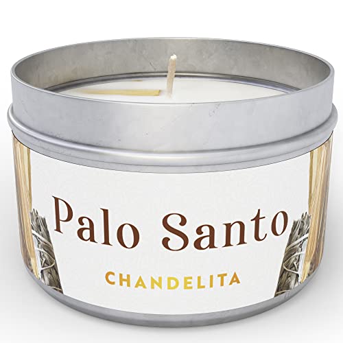 Chandelita Vela Aromática de Palo Santo para Purificar la Energia, y Limpiar Espiritualmente, con Cera de Soja para Relajación, Meditación y Sanación de Chakras o como Decoración para el Hogar