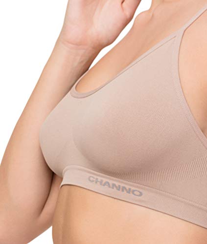 Channo Pack 6 Sujetador Top Invisible sin Costuras sin Aros sin Relleno de Licra con Tirantes Regulables (Surtido, L/XL)