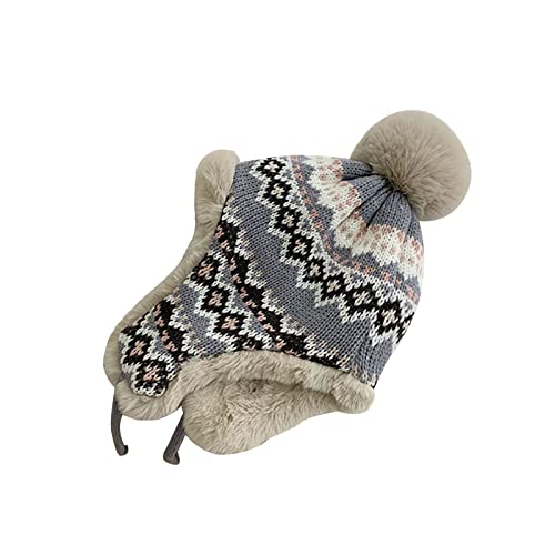 Chapka de piel sintética sombrero de trampero de punto para mujer, sombrero de trampolín de piel sintética, gorro de invierno de piel sintética con oreja, sombreros cálidos en invierno para adultos,