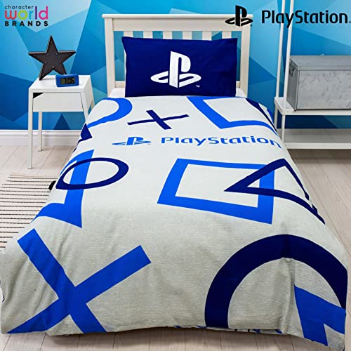 Character World Playstation - Funda de edredón para Juegos con Licencia Oficial Sony Playstation Reversible de Dos Caras con Funda de Almohada a Juego, polialgodón, Azul, PYSBLEDS001UK1