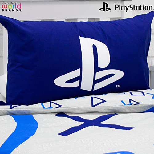 Character World Playstation - Funda de edredón para Juegos con Licencia Oficial Sony Playstation Reversible de Dos Caras con Funda de Almohada a Juego, polialgodón, Azul, PYSBLEDS001UK1