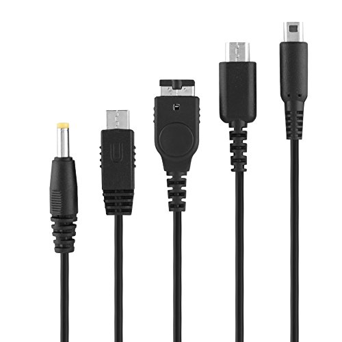 Charging Cable, 47.2In Multiuso 5 En 1 Cargador Usb Various Types Of Interfaces Para Ndsl Ll/Xl 3Ds Wii U Psp Cable De Carga