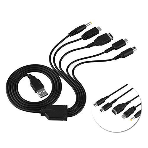 Charging Cable, 47.2In Multiuso 5 En 1 Cargador Usb Various Types Of Interfaces Para Ndsl Ll/Xl 3Ds Wii U Psp Cable De Carga