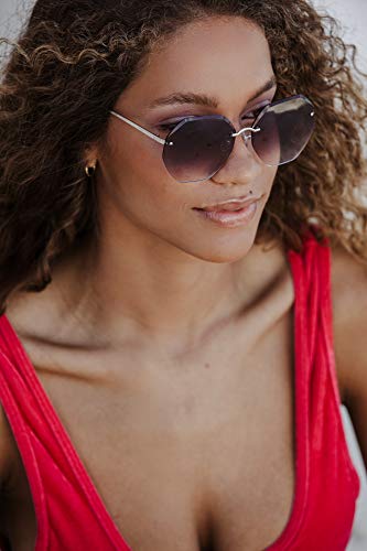 Cheapass Sunglasses - Gafas de sol doradas, de Metálicas octogonal, sin marco, sin montura, gradiente oscuro, lentes con protección UV400 para mujer