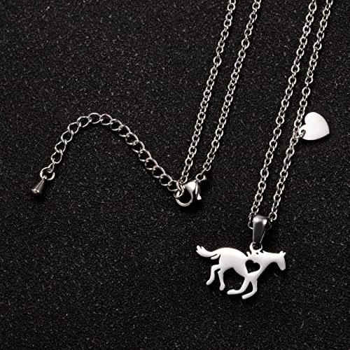 Cheerslife Collar De Caballo Para Niñas, Collar Con Colgante De Caballo Con Corazón Inicial Delicado Joyería De Cumpleaños Para El Día De La Madre Regalos Para Madres Amigas Mujeres Plata