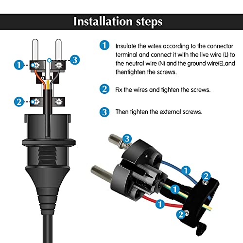 CHENEVER Acoplamiento de plástico Enchufe Ip44, Kit de Enchufe Macho + Enchufe Hembra, Enchufe de Alimentación a Prueba de Agua, 16A/250V (Negro)