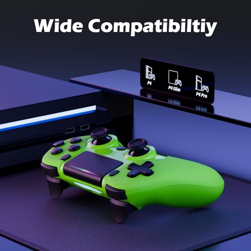 CHEREEKI Mando para PS4, Mando Play 4 inalambrico para P4 Slim, P4 Pro con Doble Vibración, Giroscopio, Turbo, Conector de Audio y Panel Táctil