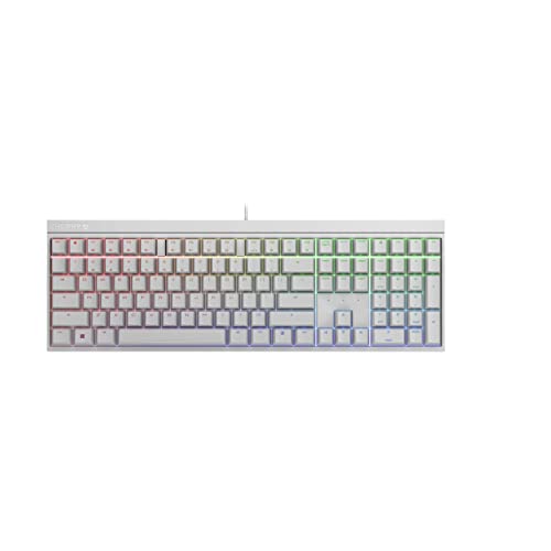 CHERRY MX 2.0S, Teclado de Gaming Mecánico Retroiluminado RGB, Configuración EE.UU. Internacional (QWERTY), con Cable, Diseñado en Alemania, Conmutadores MX Red de Origen, Blanco