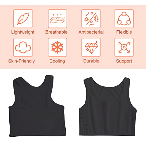 Chest Binder Trans Binder Unterwäsche Tanktops Vendage Trans Breathable Side Haken Bustier BH Damen Korsett Sport BH Tank Tops atmungsaktiv Korsetts Kurz Tomboy Kurzer Chest Binder Top für Damen,