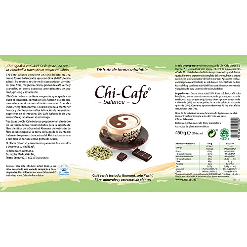 Chi-Cafe Balance con Café Verde Lata 450 g I Disfruta un Café Soluble Saludable¹ Rico en Fibra Calcio y Magnesio I Bueno para Intestino y Digestión¹ Energía² y Nervios³ I Vegano Sin Aditivos