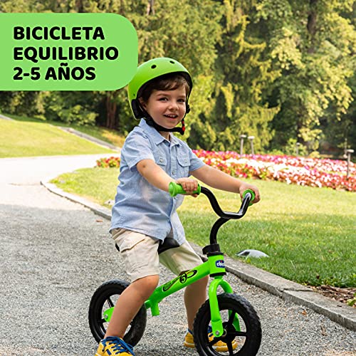 Chicco Bicicleta sin Pedales First Bike para Niños de 2 a 5 Años hasta 25 Kg, Bici para Aprender a Mantener el Equilibrio con Manillar y Sillín Ajustables, Color Verde - Juguetes para Niños