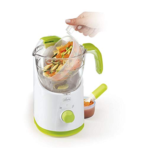 Chicco Easy Meal, Robot Cocina Bebé Multifunción para Destete, Mezclador de Alimentos y Calentador de Comida para Bebés y Niños con Cocción a Vapor, Ralla, Mezcla, Tritura, Calienta y Descongela