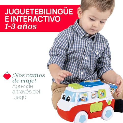 Chicco Mi Primera Caravana Bilingüe, Juguete Educativo, Camper de Juguete, Furgonéta con Actividades, Vehículo 6 Botones Interactivos, Canciones y Cuentos en Italiano e Inglés, Bebés de 1 a 3 Años