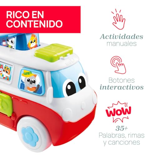 Chicco Mi Primera Caravana Bilingüe, Juguete Educativo, Camper de Juguete, Furgonéta con Actividades, Vehículo 6 Botones Interactivos, Canciones y Cuentos en Italiano e Inglés, Bebés de 1 a 3 Años