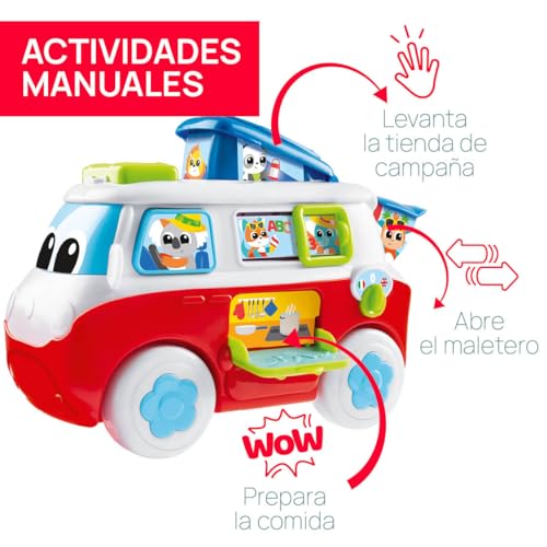 Chicco Mi Primera Caravana Bilingüe, Juguete Educativo, Camper de Juguete, Furgonéta con Actividades, Vehículo 6 Botones Interactivos, Canciones y Cuentos en Italiano e Inglés, Bebés de 1 a 3 Años