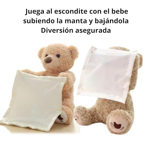 CHIKIMAKI I Oso Peluche Interactivo Bebe I Muñeco Interactivo I Oso Interactivo I Oso Manta escondite Divertido para Bebe I Viene SIN Pilas