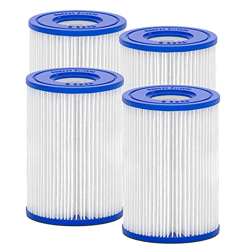 CHIKIXSON Cartucho de Filtro Lay-Z-SPA Tamaño II Compatible con Bestway Cartucho de Filtro para Piscina,para Lay-Z-SPA, Miami, Vegas, Palm Springs, Paris Monaco, 4 PCS (II)