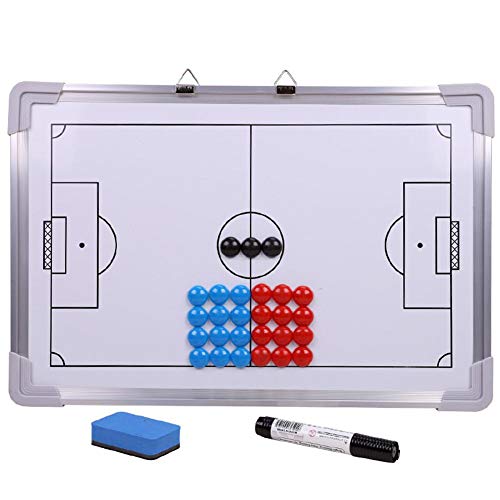 Childlike Pizarras De Fútbol para Entrenadores, Tabla De Entrenamiento De Fútbol Montada En La Pared, Tablero De Entrenamiento De Fútbol con Marco De Aluminio Magnético, 45 X 30,5cm