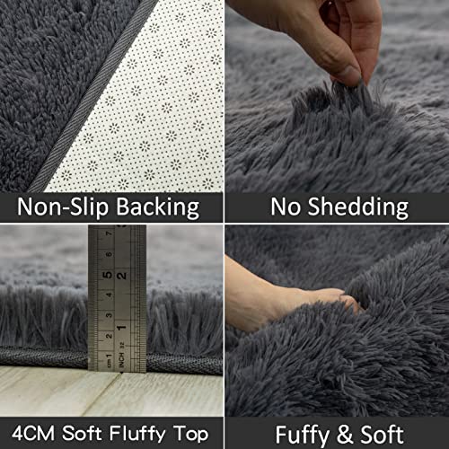 CHOSHOME Alfombra Shaggy para Salón habitación de los Niños Dormitorio Alfombra Interior Suave de Pelo Largo para Salón o Dormitorio Alfombra Antideslizante Muy Suave (Gris,150 * 240cm)