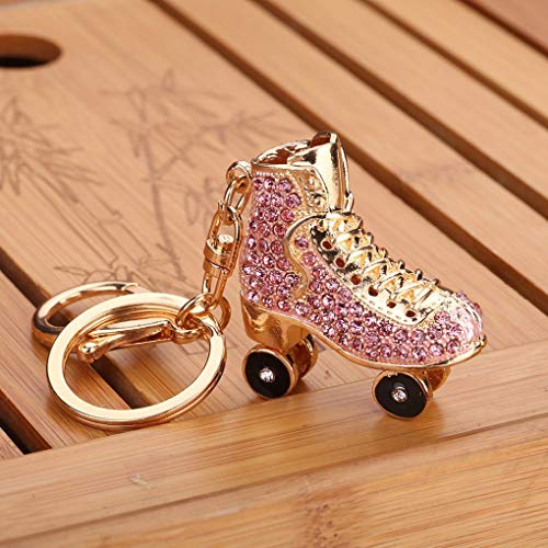 Chowcencen Patines de Zapatos de Cristal Llavero Bolso Colgante Titular Patines de Ruedas Keys Titular del Rhinestone Llavero